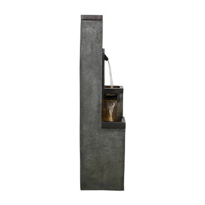 4-Tier Modern Floor-Standing Water Fountain,39.3? Indoor Outdoor Water Fountain with Lights for Garden, Patio Backyard and Home Art Decor