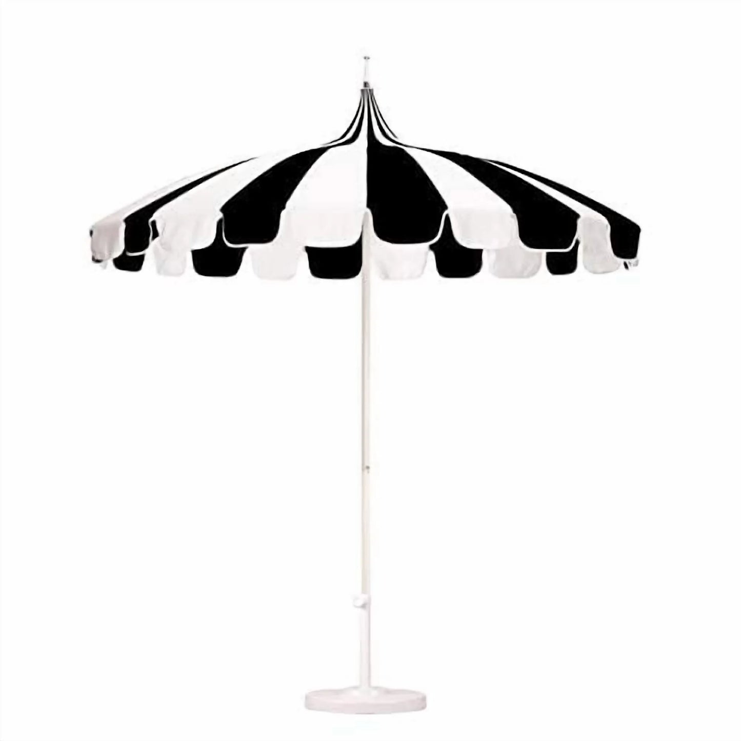 California Umbrella Pagoda Series 8.5 Ft Round Aluminum Pagoda Patio Umbrella W/Push Lift & Steel Wire Ribs - White Frame/Sunbrella Pacific Blue Stripe Canopy