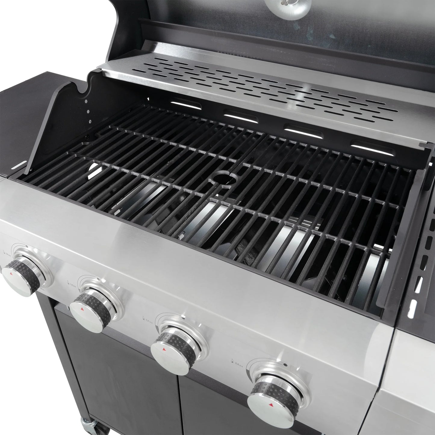 Decksplore 5 Burners Propane Gas Grill with Side Burner, Outdoor BBQ Grill Gas with Porcelain-Enameled Cast Iron Grates, Stainless Steel Camping Barbecue Grill for Patio, Garden, 47000 BTU