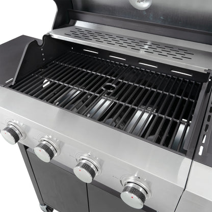 Decksplore 5 Burners Propane Gas Grill with Side Burner, Outdoor BBQ Grill Gas with Porcelain-Enameled Cast Iron Grates, Stainless Steel Camping Barbecue Grill for Patio, Garden, 47000 BTU