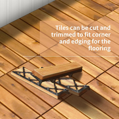 Patiojoy 27PCS 12"x12" Patio Interlocking Tiles Acacia Slat Wood Garden Outdoor &Indoor