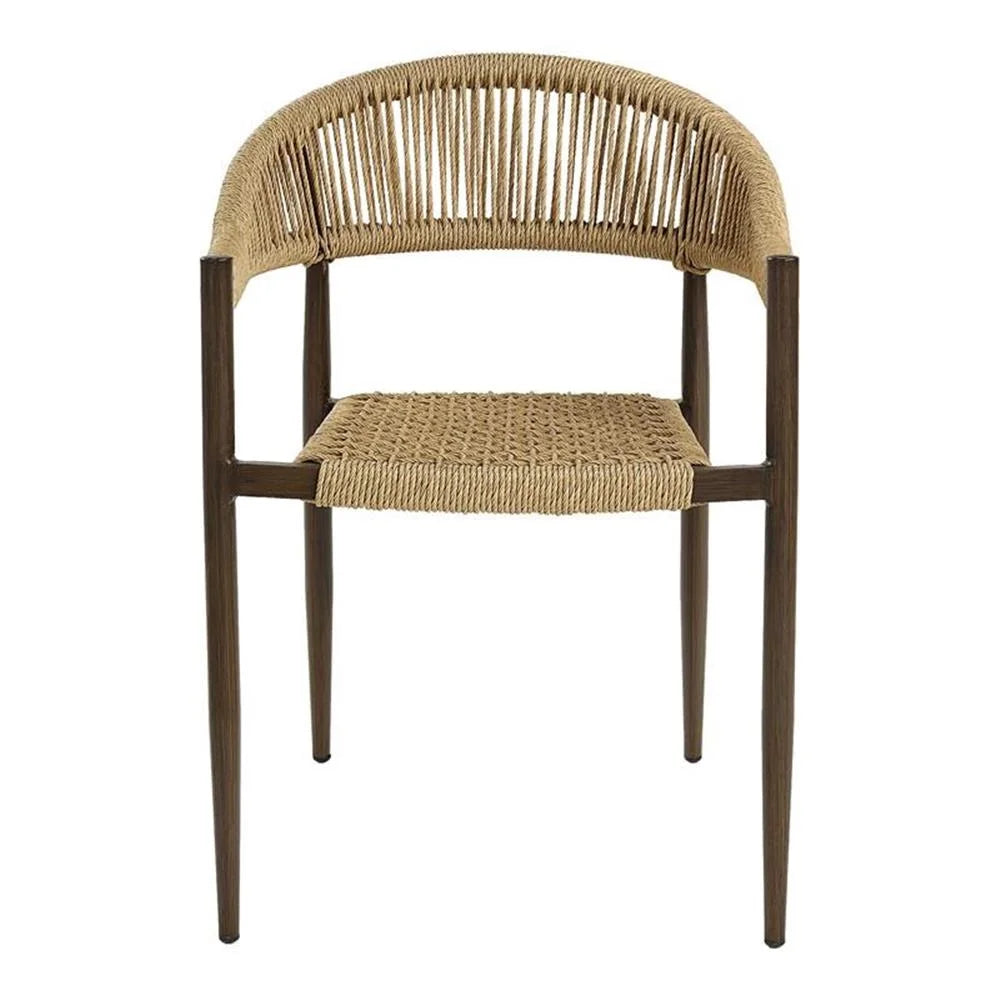 Furniture of America Clark Aluminum Patio Dining Chair in Natural (Set of 2)
