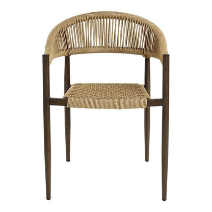 Furniture of America Clark Aluminum Patio Dining Chair in Natural (Set of 2)
