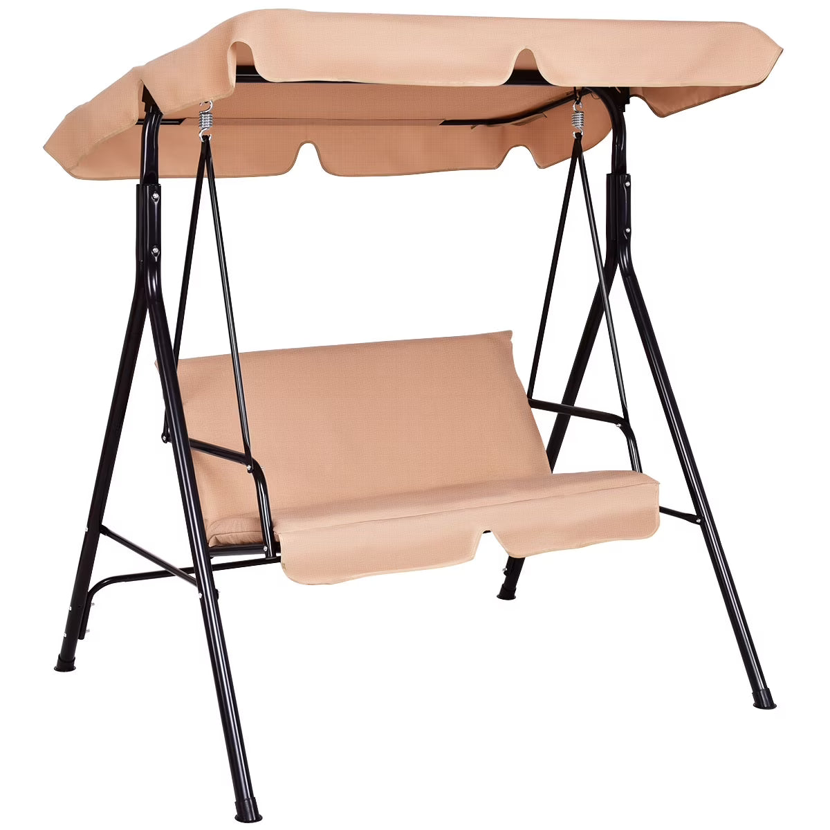 Costway Loveseat Patio Canopy Swing Glider Hammock Cushioned Steel Frame Outdoor Green