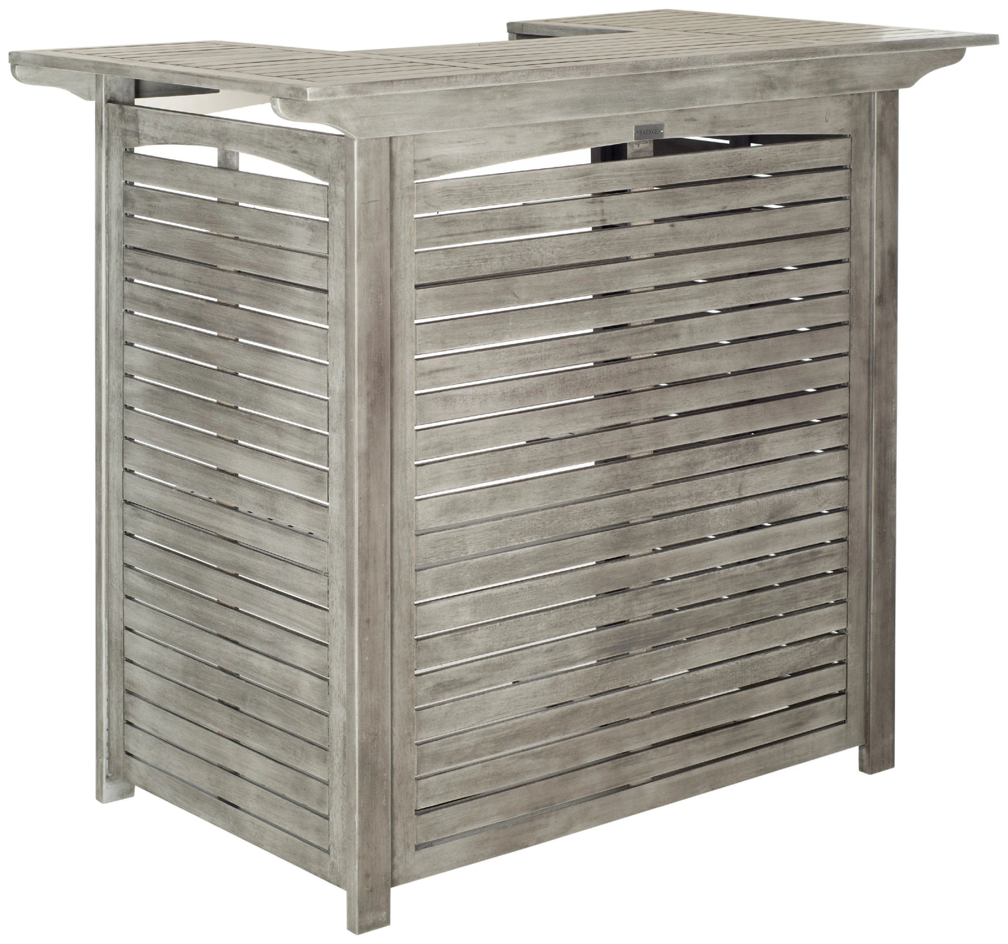 Safavieh 46? Rectangular Outdoor Pub Style Acacia Wood Patio Bar Table, Grey Wash