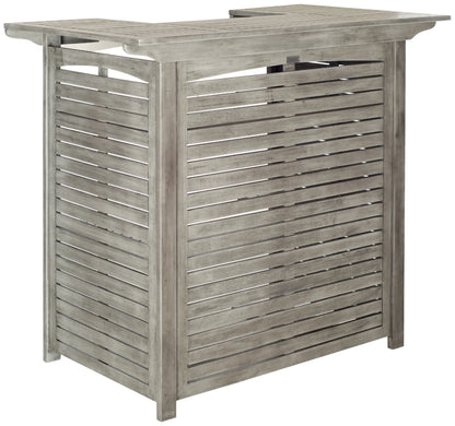 Safavieh 46? Rectangular Outdoor Pub Style Acacia Wood Patio Bar Table, Grey Wash