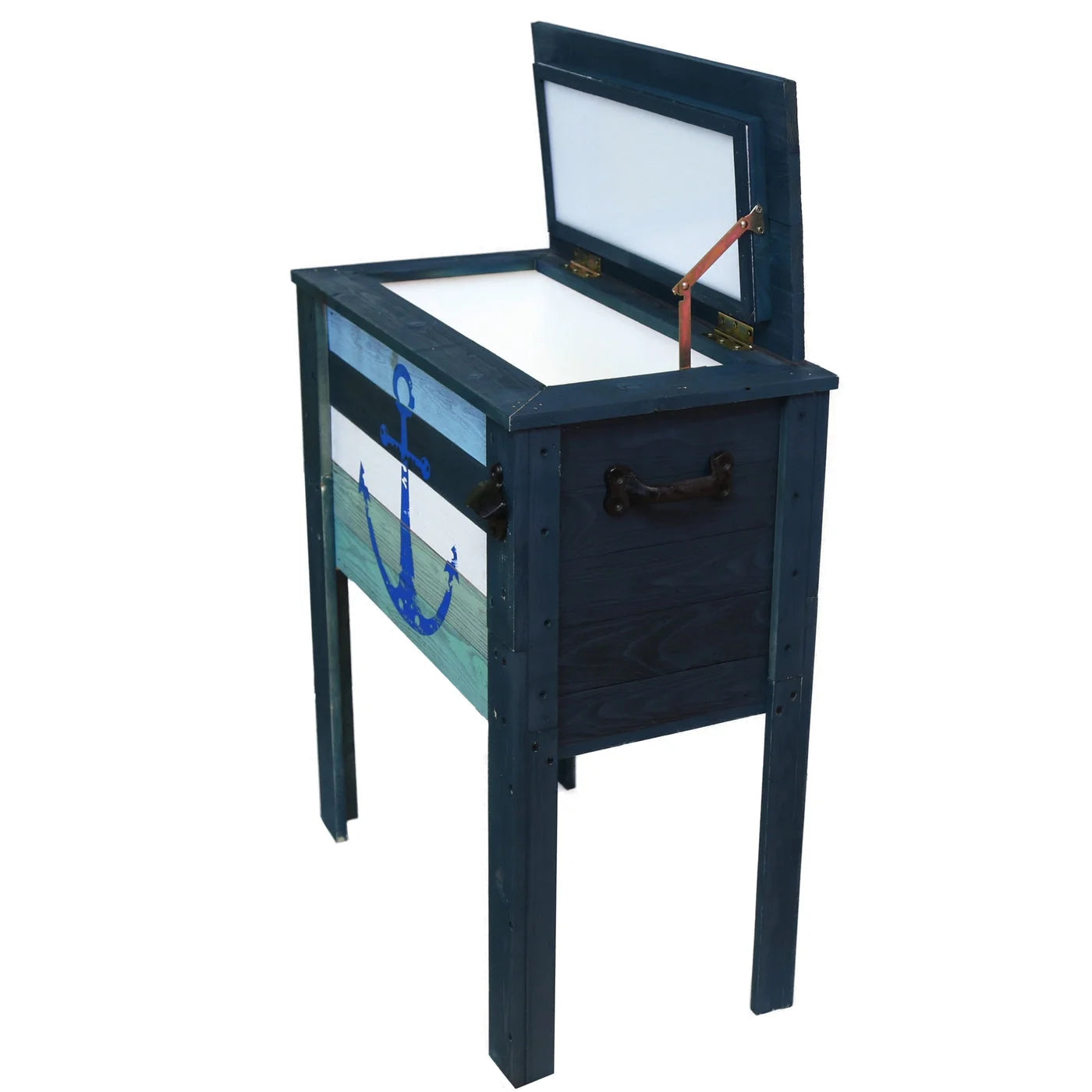 Coastal Design Outdoor Patio Cooler, 45 Quart, Grey/Teal Anchor