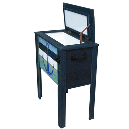 Coastal Design Outdoor Patio Cooler, 45 Quart, Grey/Teal Anchor