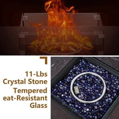 Adoolla 36" Outdoor Propane Fire Pit Table 50,000 BTU with Wind Guard & Rain Cover for Patio Garden