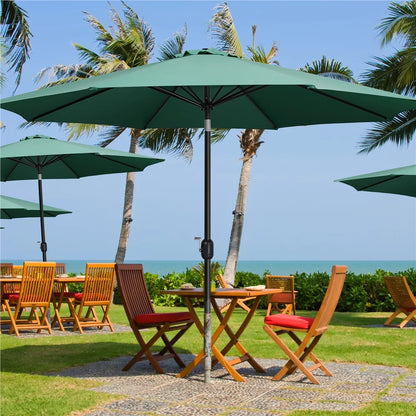 Yaheetech 11FT Patio Umbrella 8 Ribs Market Umbrella + 30lbs 18'' Round Patio Base Stand for Outdoor, Red