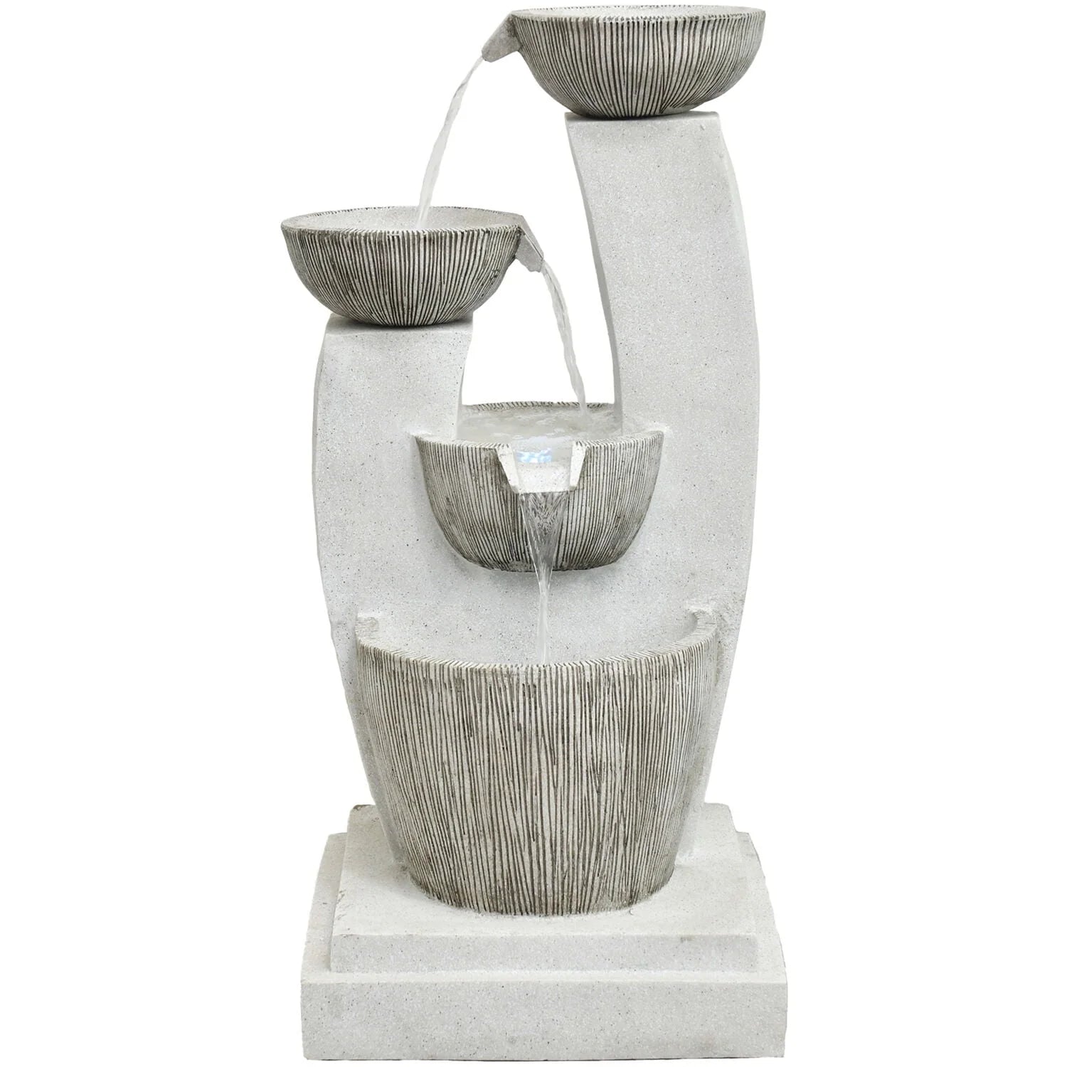 Hanover 32.5-In. Contemporary Basin Indoor or Outdoor Garden Fountain with LED Lights for Patio, Deck, Porch, HAN033FNTN-01