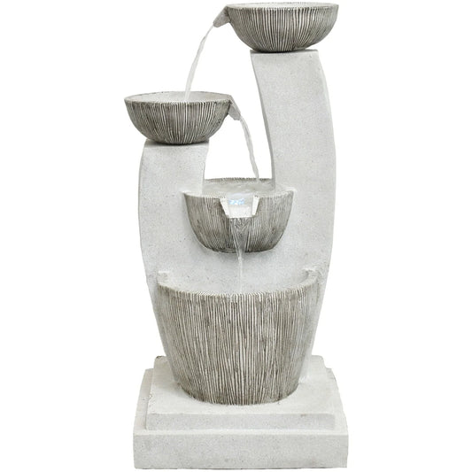 Hanover 32.5-In. Contemporary Basin Indoor or Outdoor Garden Fountain with LED Lights for Patio, Deck, Porch, HAN033FNTN-01