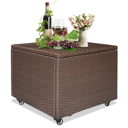 ATR ART to REAL 20 Gallon Resin Deck Box, Outdoor Container with Wheels for Patio Furniture Cushions Storage