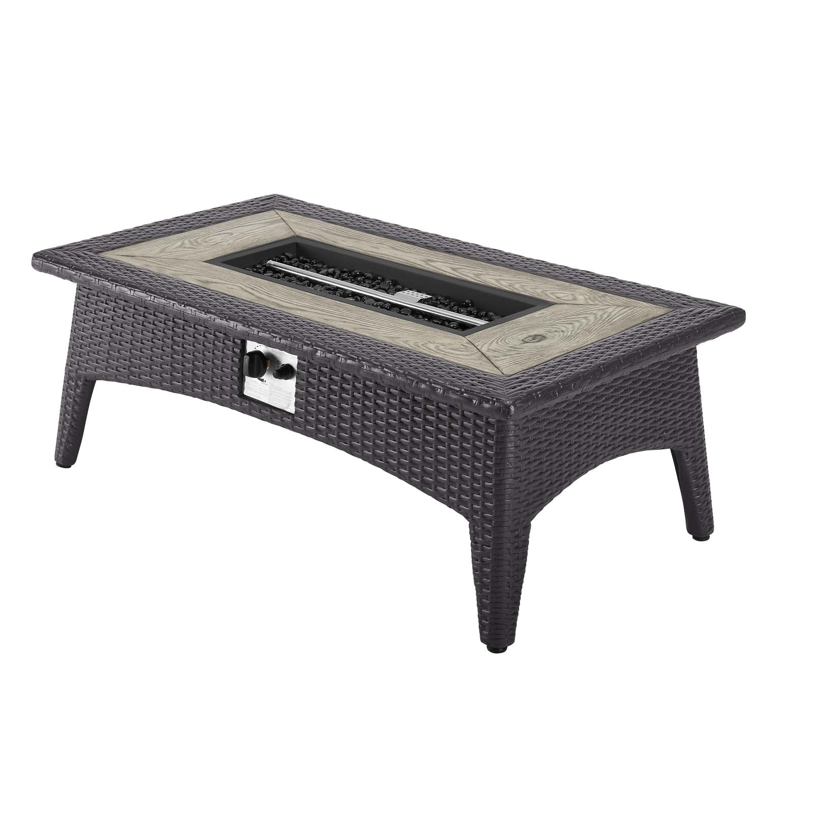 Modway Splendor 43.5" Rectangle Outdoor Patio Fire Pit Table in Espresso