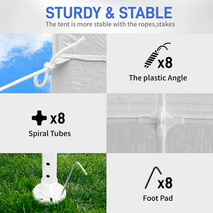 10'x30' Canopy Tent, Canopy Party Tent with 8 Removable Sidewalls,Waterproof Gazebo Tent for Patio/Outdoor/Wedding Parties and Events, White