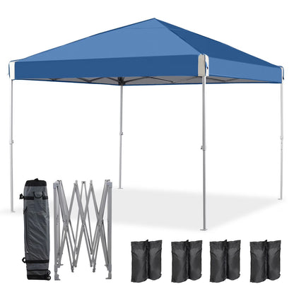 XiHuaZhaoChen Canopy Tent Easy Set-up Outdoor Patio Canopy Adjustable Straight Leg Heights Instant Shelter with Wheeled Bag,Gray,10' x 10'
