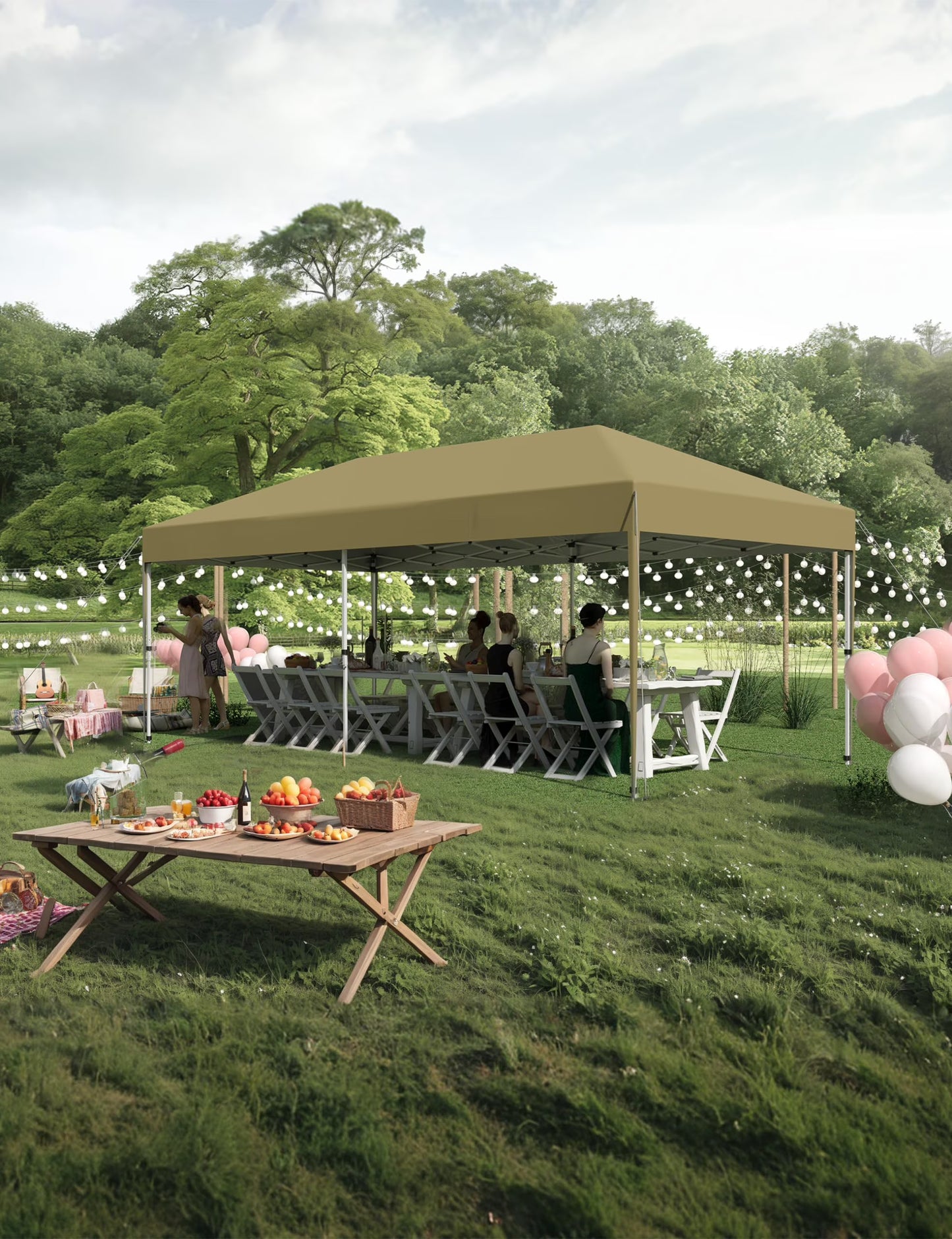 Danolapsi 10x10 Ft Pop Up Canopy Tent Easy One Person Set-up,Easy Outdoor Sun Shade,Instant Portable Shelter with 4 Stakes,4 Ropes,4 Sandbags for Patio, Outdoor Activities
