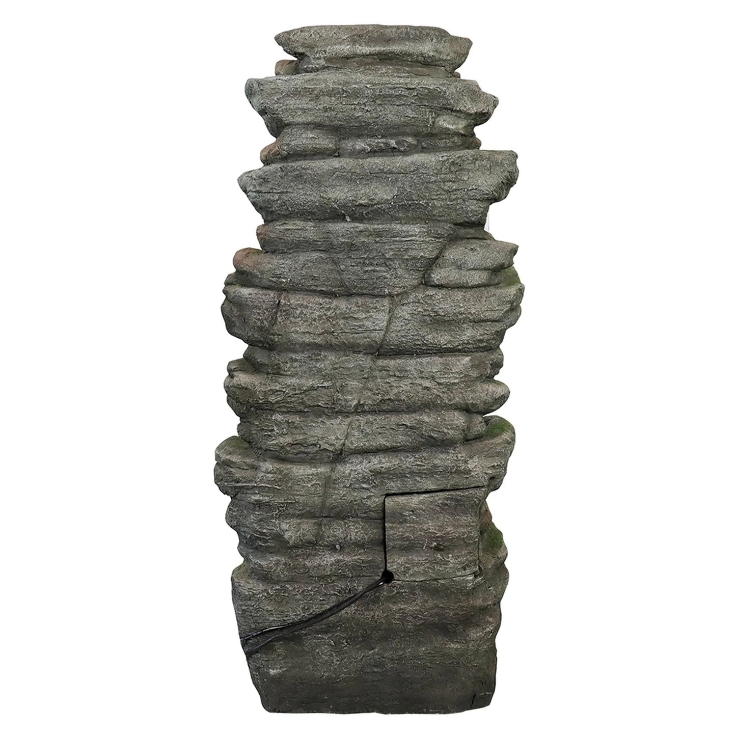Willwolfer Rockery Outdoor Floor Water Fountain with Light LED 47.2" High Cascading Waterall for Yard Garden Patio Deck Home