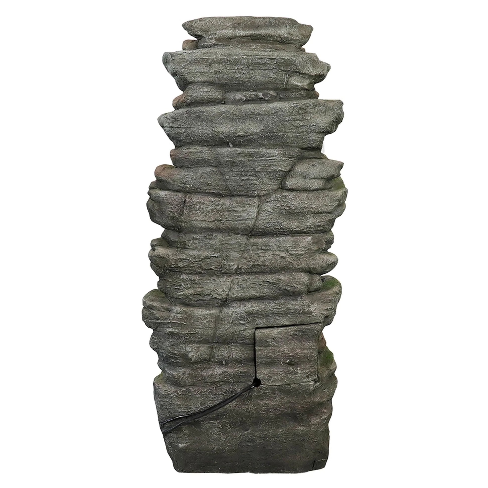 Willwolfer Rockery Outdoor Floor Water Fountain with Light LED 47.2" High Cascading Waterall for Yard Garden Patio Deck Home