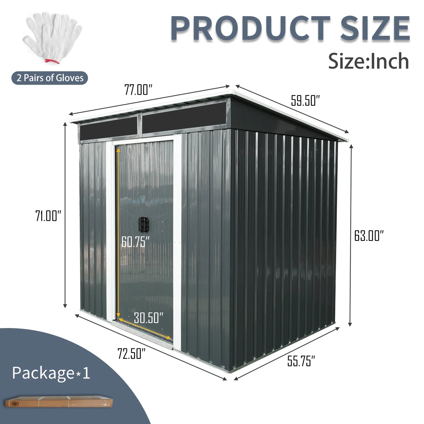 AENKYO Outdoor storage sheds 6FTx5FT Pent roof with Double Lockable Doors for Backyard Patio Lawn - Black