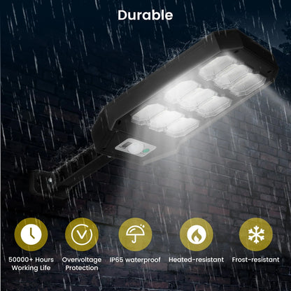 Thorfire 4 Pack Solar Street Light Outdoor,1000LM 279 LEDs Motion Sensor Flood Light 3 Lighting Modes Waterproof for Yard, Fence, Garden, Patio, Front Door