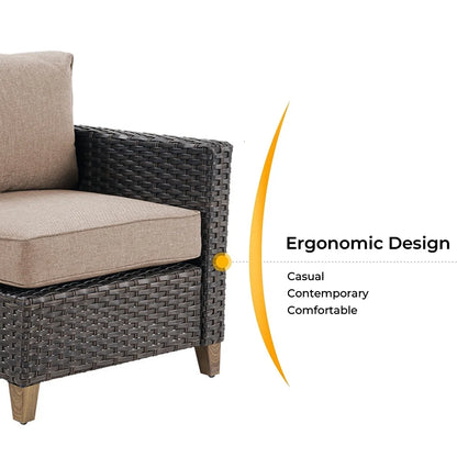 Grand Patio Outdoor Furniture, Patio Wicker Sectional Sofa Modular Furniture Set, Left Arm Sofa, Beige