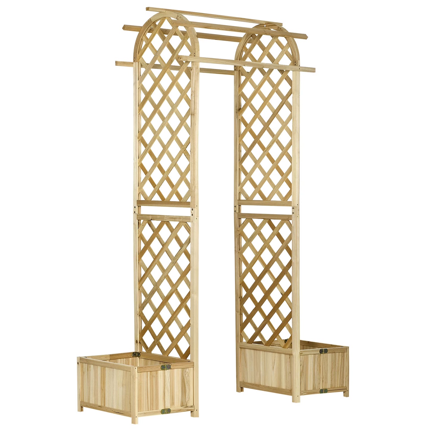 Outsunny Galvanized Raised Garden Bed,24" X 24" X 11.75" Outdoor Planter Box with Trellis Tomato Cage and Open Bottom for Climbing Vines,Vegetables,Flowers In Backyard,Garden,Patio,Cream,White Steel