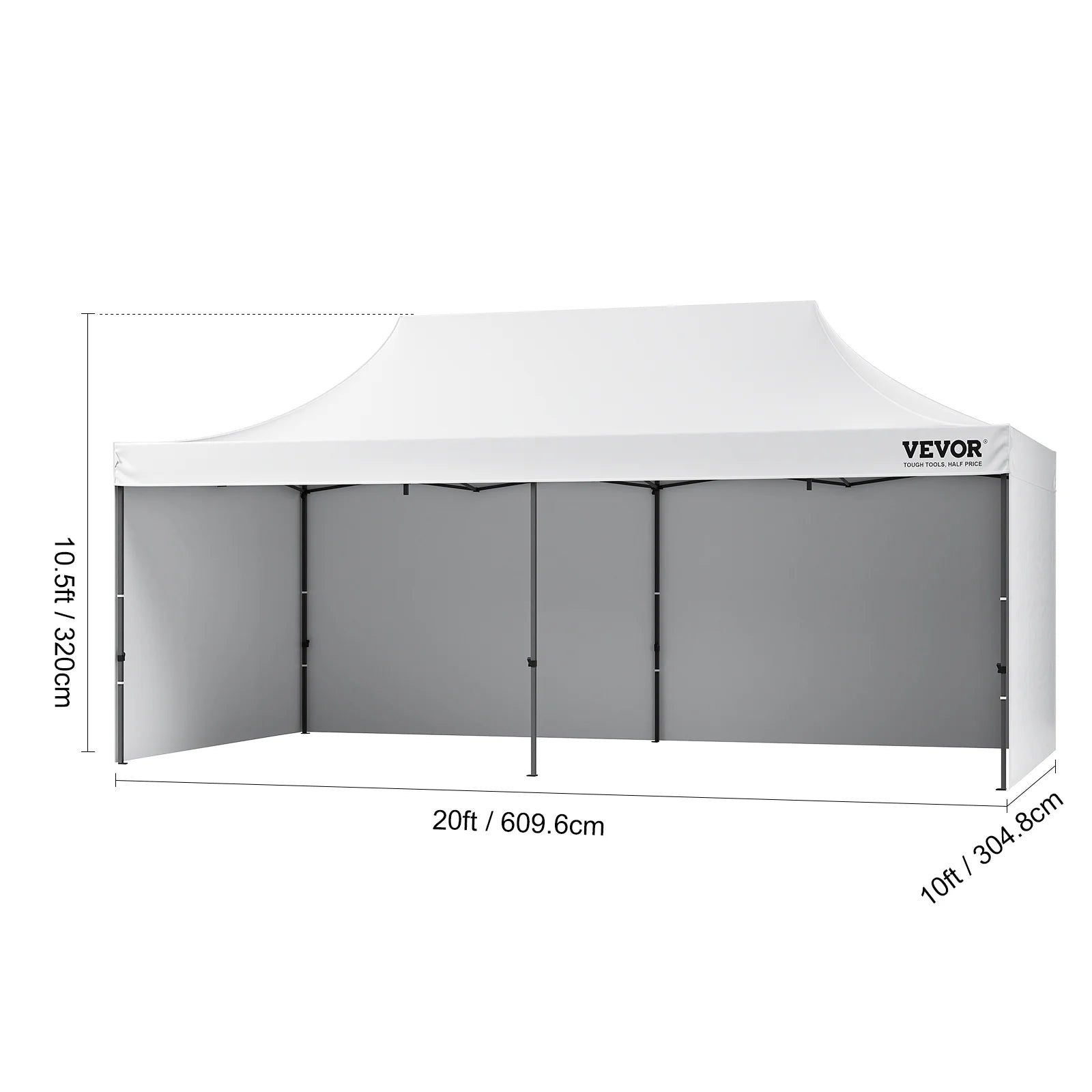 VEVOR 10x20 FT Pop up Canopy with Removable Sidewalls, Instant Canopies Portable Gazebo & Wheeled Bag,UV Resistant Waterproof, Enclosed Canopy Tent for Outdoor Events, Patio, Backyard, Party,Parking