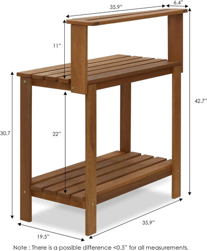 LiTian FG17478 Tioman Outdoor Patio Furniture Hardwood Potting Bench, Natural