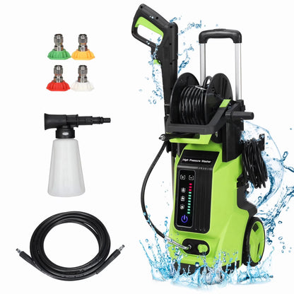 CASEMIOL 1800W Electric Pressure Washer, 3800 PSI, 2.6 GPM Power Washer with Safety Lock & TSS, 19.7ft Hose, 4 Nozzles, Portable High Pressure Cleaning Machine for Cars, Driveways, Patios, Green