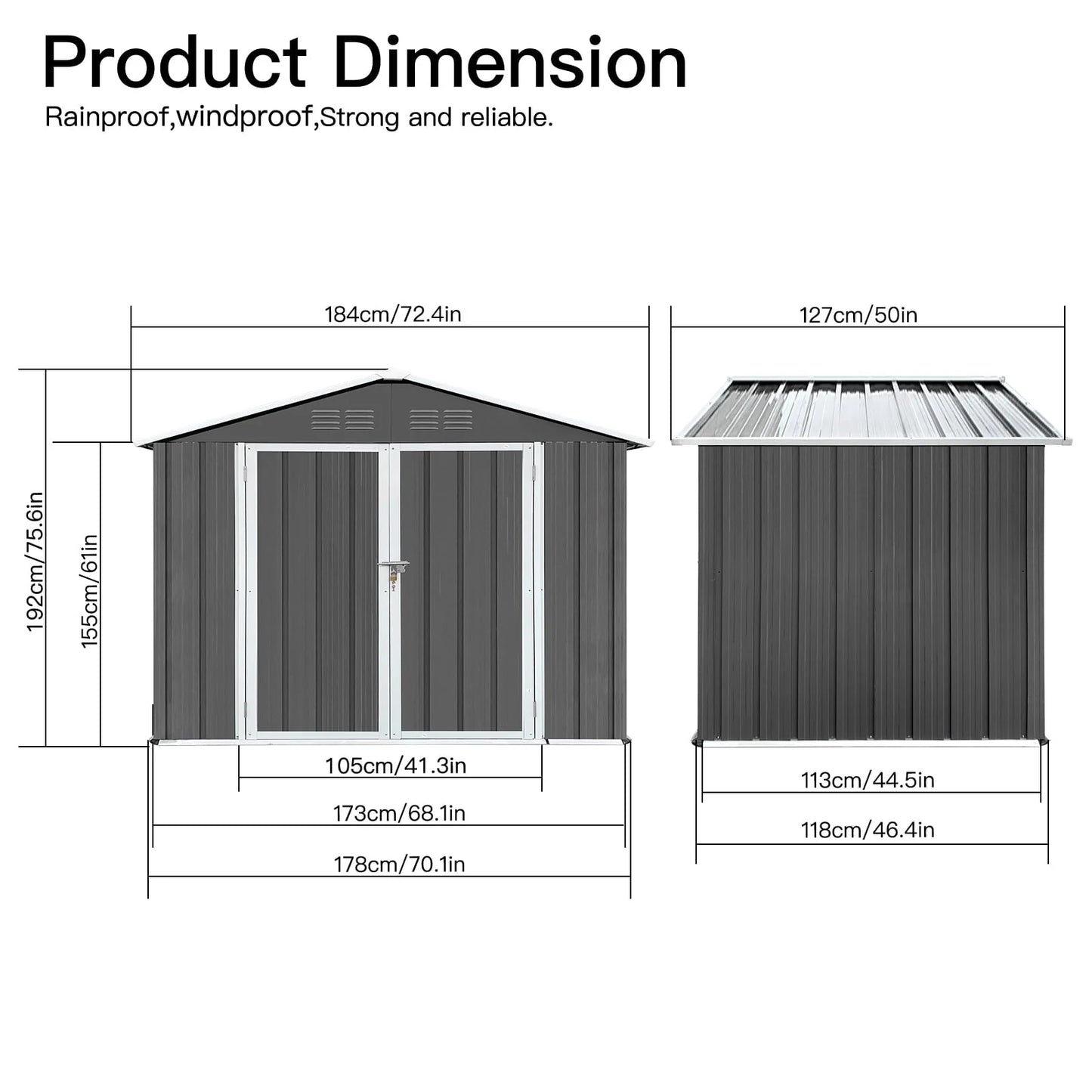SYNGAR 6' x 4' Outdoor Storage Shed, Metal Garden Shed with Lockable Doors, Tools Storage Shed for Backyard, Patio, Lawn, D9094
