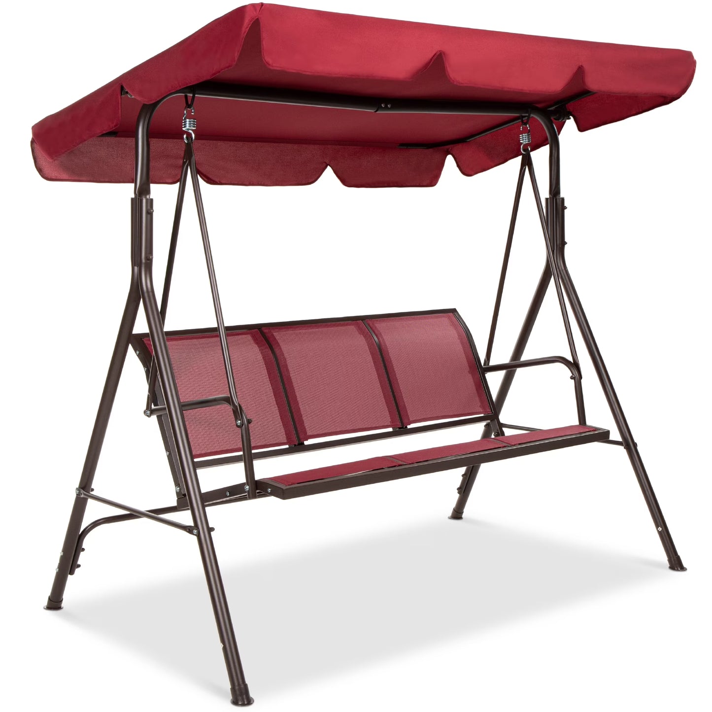 Best Choice Products 2-Seater Outdoor Adjustable Canopy Swing Glider Patio Bench w/Textilene, Steel Frame - Brown
