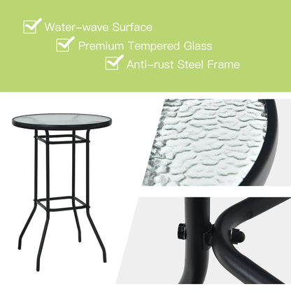 Gymax 3PCS Patio Bar Set Outdoor Bistro Set w/2 Stools & 1 Tempered Glass Table