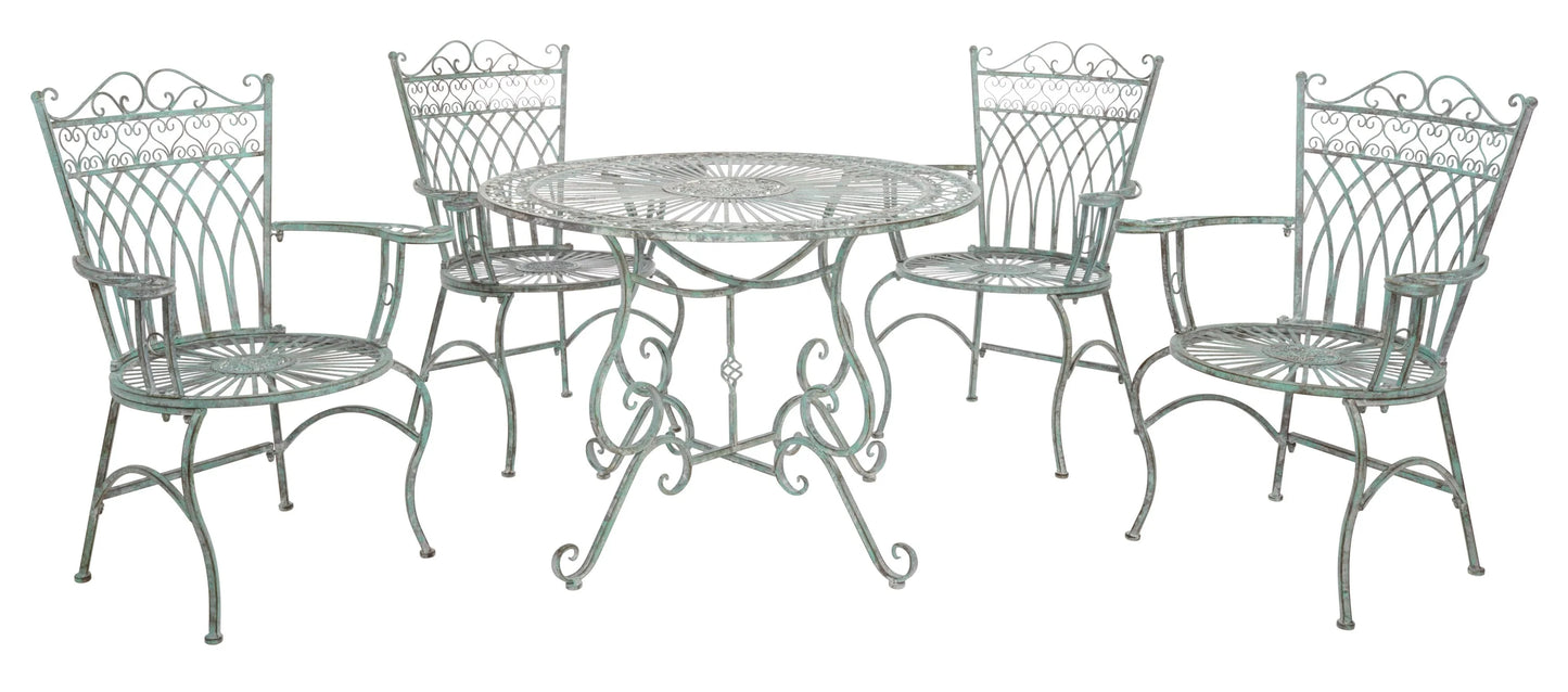 SAFAVIEH Thessaly Outdoor Patio 5 Piece Dining Set, Antique Green