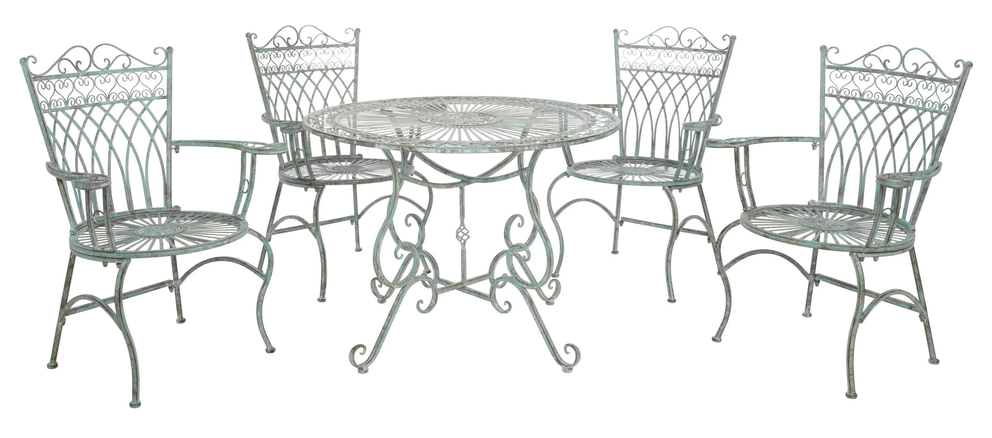 SAFAVIEH Thessaly Outdoor Patio 5 Piece Dining Set, Antique Green