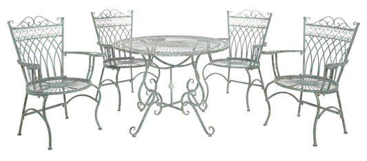 SAFAVIEH Thessaly Outdoor Patio 5 Piece Dining Set, Antique Green