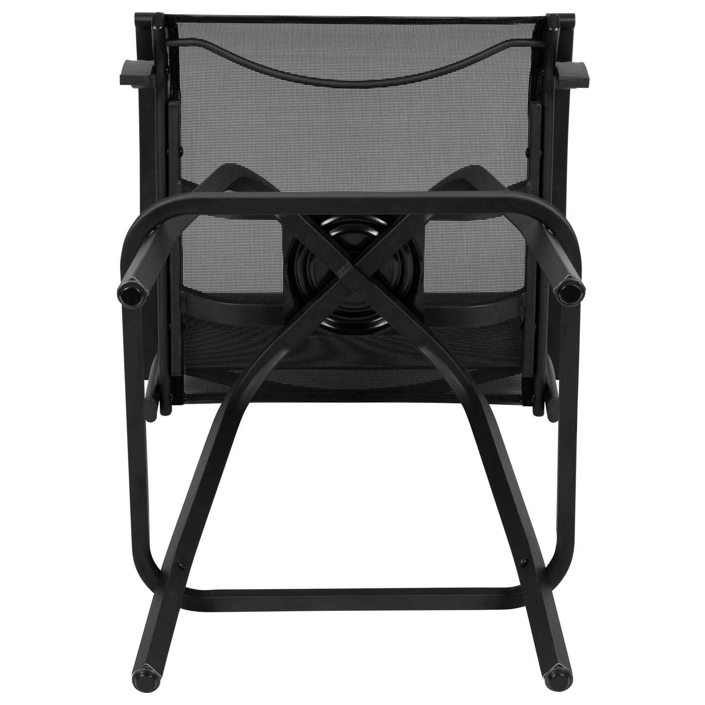 Flash Furniture Valerie Outdoor Sling Patio Barstools with Footrest and Arms, Set of 2, Black