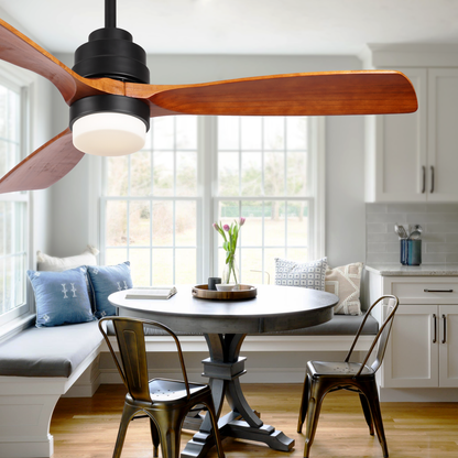 SITERGOFAN 52inch Ceiling Fan with Light,3 Blades Wood Modern Ceiling Fans with Remote Control for Outdoor/Indoor,Kitchen,BedRoom,Dining Room,Patio