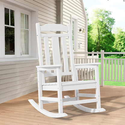SERWALL Outdoor Rocking ChairHDPE Patio Rocking Chair, Heavy Duty Front Porch Rocker, Blue