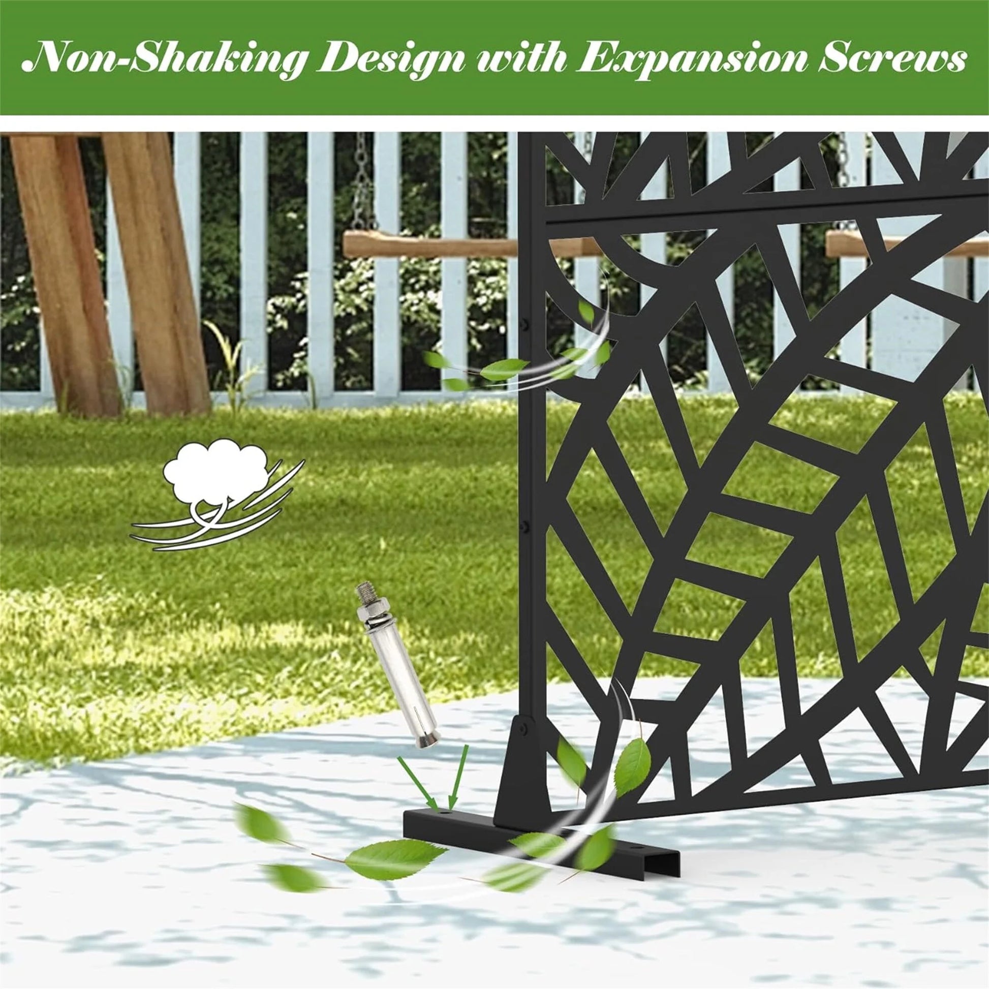 DUOSONG Metal Privacy Screen, Freestanding Outdoor Indoor Divider, Decorative Privacy Screen Panels For Balcony Patio Garden, Leaf-Shaped Black Steel Household Supplies & Dcor Privacy Screens