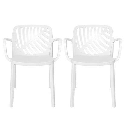 WestinTrends Playa Outdoor Modern Stackable Patio Dining Armchairs (Set of 2), White