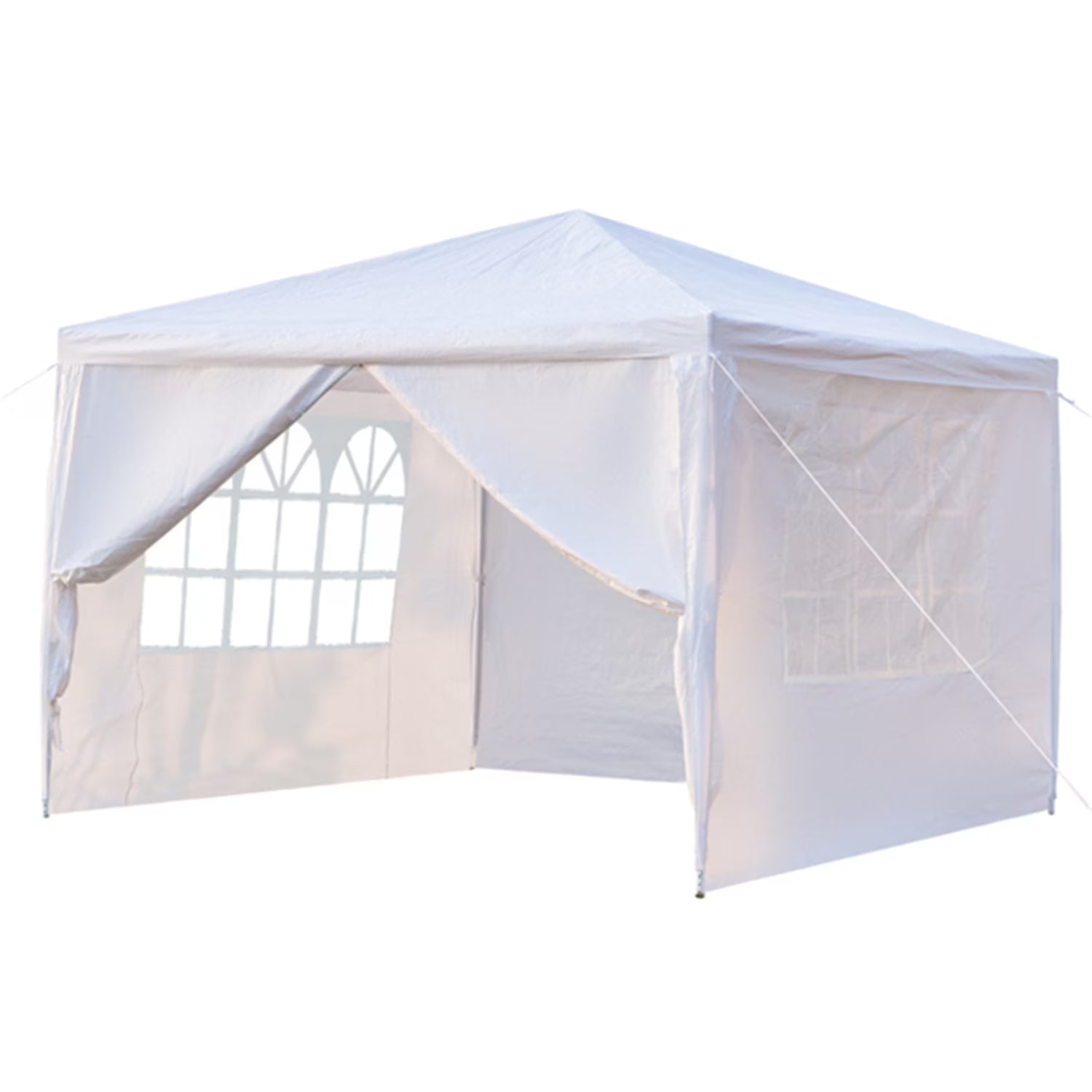 Outdoor Party Tent with 4 Side Walls, 10' x 10' White Backyard Tent for Outside, 2021 Upgraded Patio Gazebo Sunshade Shelter, Outdoor Wedding Canopy Tent for Parties Garden Pool