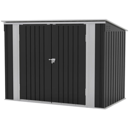Patiowell 6' x 3' Horizontal Metal Shed, Outdoor Storage Black Trash Shed with Double Lockable Doors, Easy Lift Hinges and Sloping Roof