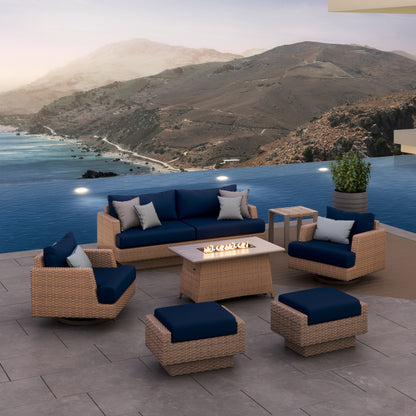 Portofino Repose 7-piece Outdoor Patio Fire Motion Seating Set