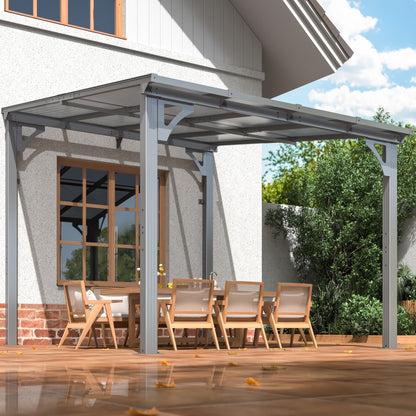 MUCHANT 10x8 FT Gazebo, Splicable Wall Mounted Gazebo & Pergola with Aluminum Frame, Awnings for Patio, for Backyard, Deck, Gray
