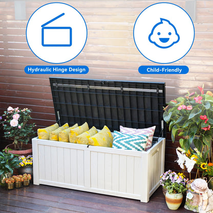 Dextrus Outdoor Storage Deck Box 120 Gallon - Large Resin Patio Storage for Outdoor Pillows, Garden Tools and Pool Supplies - Waterproof and Lockable (Dark Grey)