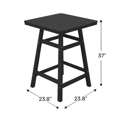 WestinTrends Outdoor 37" Counter Height HDPE Patio Square Bar Table, Dark Brown