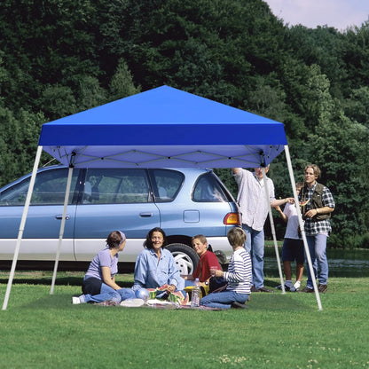 Canopy Tent, 10X10 FT Pop Up Canopy Outdoor Instant Tent Slant Legs with Carrying Bag, Portable Gazebo Shelter for Patio Deck Garden and Beach - 8X8 FT Canopy Cover (Blue)