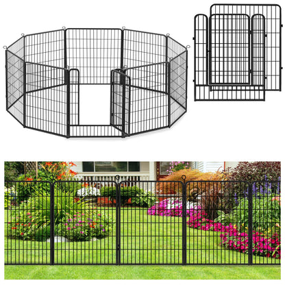 Jhsomdr Decorative Garden Fence 10 Panels Animal Barrier Fence 40" Height Metal No Dig Fence for Yard Patio