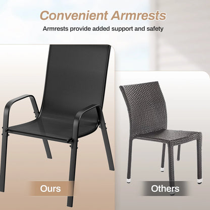 Arlopu 8Pcs Patio Dining Chairs Outdoor Stackable Armrest Chairs for Lawn Garden Backyard